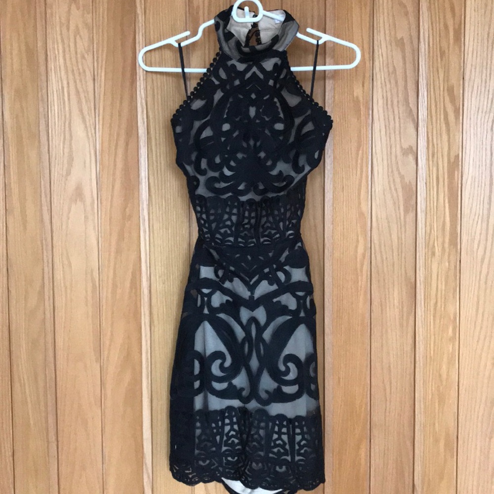 A’gaci Black, Lacey, Open Back Dress